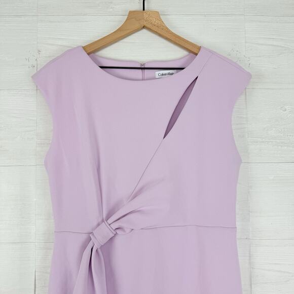 Calvin Klein Keyhole Sheath Dress Size 10 Lilac Pastel Knee Length Cocktail NEW - Picture 3 of 16